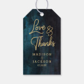 Marineblauw Waterverf & Goud Bruiloft Liefde & Bed Cadeaulabel (Achterkant)