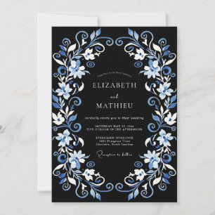 Marineblauw Whimsical Winterhuwelijk Kaart