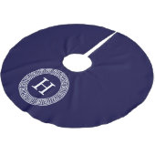 Marineblauw Wht Grieks Sleutel RND Lijst Initiaal  Kerstboom Rok (Gekanteld)