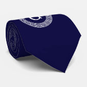 Marineblauw Wht Grieks Sleutel RND Lijst Initiaal  Stropdas (Opgerold)