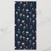 Marineblauw Wildbloemen Bruiloft Menu (Achterkant)