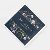Marineblauw Wildflower Meadow Bruiloft Servetten (Hoek)