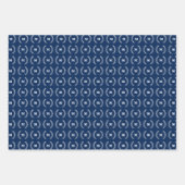 Marineblauw Wit Dunne Strepen Initiaal Monogram Inpakpapier Vel (Voorkant)