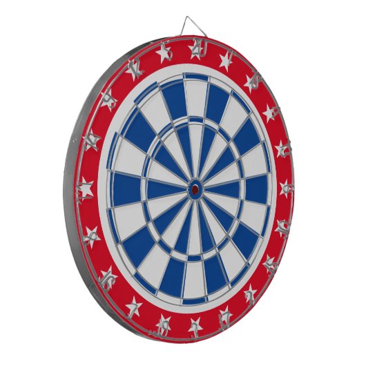 marineblauw, wit en rood dartbord (Voorkant Links)