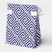 Marineblauw, wit Grieks Key patroon bruiloft Bedankdoosjes (Achterkant)