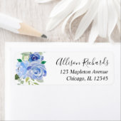 Marineblauw wit groen waterverven etiket (Insitu)