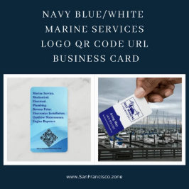 Marineblauw / Wit Marine Diensten Logo QR Code URL Visitekaartje