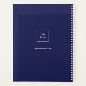 Marineblauw wit monogram zakelijk logo planner (Achterkant)