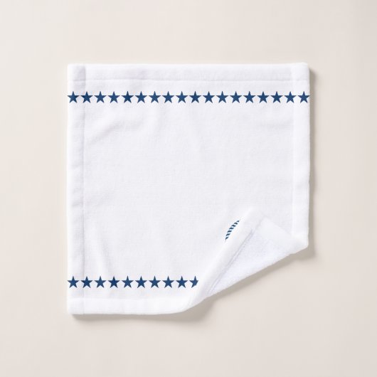 Marineblauw Wit Nautisch Boot Wiel Knoop Monogram Bad Handdoek (Wasdoekje)