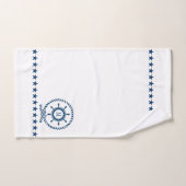 Marineblauw Wit Nautisch Boot Wiel Knoop Monogram Bad Handdoek (Handdoek)