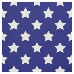 Marineblauw Wit Sterren Patroon Decoratief Textiel Stof