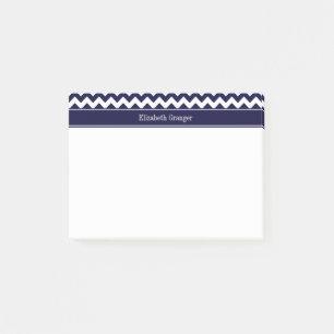 Marineblauw Witte Chevron Marine Naam Monogram Post-it® Notes