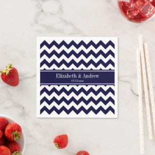 Marineblauw Witte Chevron Marine Naam Monogram Servetten