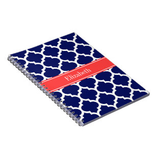 Marineblauw Witte Marokkaanse #5 Koraalrood Naam M Notitieboek