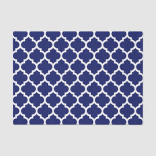 Marineblauw Witte Marokkaanse Quatrefoil Patroon # Tissuepapier