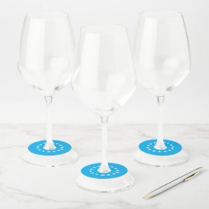 Marineblauw witte monogram naam minimalistische sc wijnglaslabel