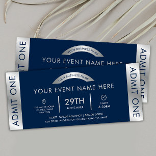 Marineblauw & Zilver Evenementkaart Zakelijk Logo Kaart