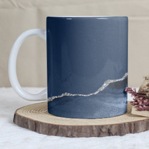Marineblauw Zilveren Agaat Koffiemok
