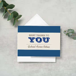 Marineblauw & Zilveren dank u nota nemen van Bedankkaart