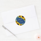 Marineblauw Zonnebloem Bruiloft Sticker (Envelop)