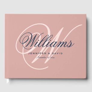  marineblauw zwart-witmonogram gastenboek