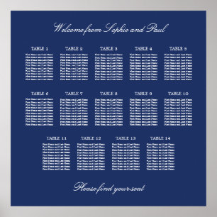 Marineblauwe 14 Tafel Trouw Stoelen Plattegrond Po Poster