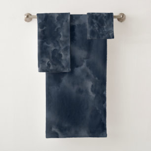 Marineblauwe Abstracte Aquarel Vlek Elegant Chic Bad Handdoek