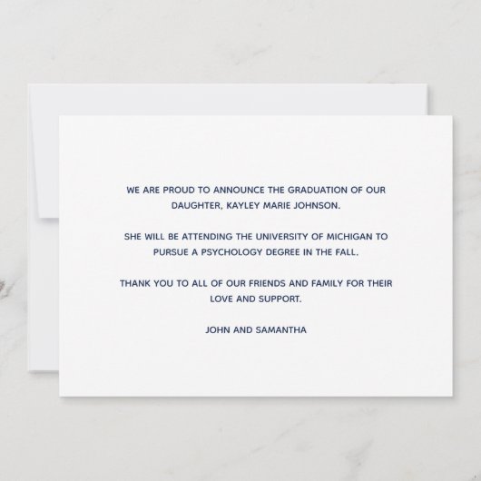 Marineblauwe afstuderen moderne klas van 2023 afge aankondiging (Achterkant)