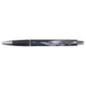 Marineblauwe Agate Gouden Script Monogram Pen (Achterkant)