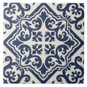 Marineblauwe Andalusische Krulwerk Tegel Tegeltje