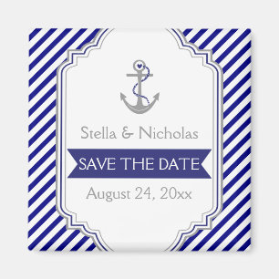 Marineblauwe anker nautische trouw Save the Date Magneet
