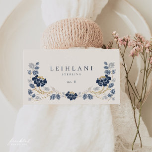 Marineblauwe Art Nouveau platte plaatskaartjes met