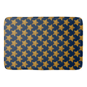 Marineblauwe badmat met gouden sterren voor thuis