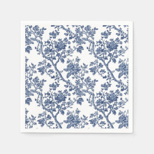 Marineblauwe Bloem Slinger Toile Tuinfeest Papiere Servet