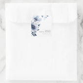 Marineblauwe Bloemige Bruidsdouche Vierkante Sticker (Tas)