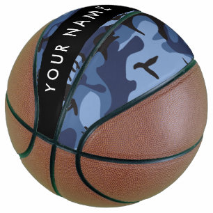 Marineblauwe Camouflage Je naam Personaliseer Basketbal