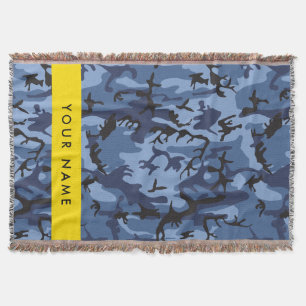 Marineblauwe Camouflage Je naam Personaliseer Deken