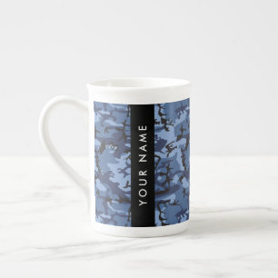 Marineblauwe Camouflage Je naam personaliseren Porselein Kop