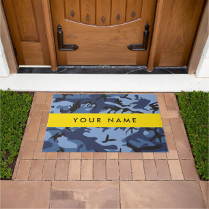 Marineblauwe Camouflage Jouw naam Personaliseer Deurmat