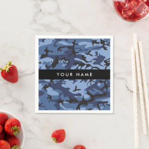 Marineblauwe Camouflage Jouw naam Personaliseer Servet