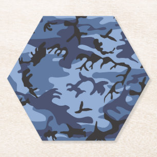 Marineblauwe Camouflage, Militair, Leger Kartonnen Onderzetters
