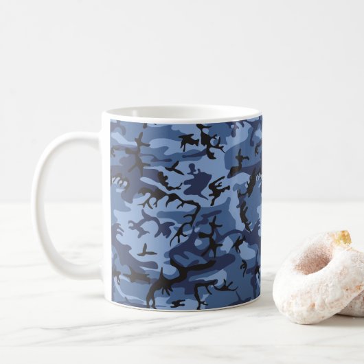Marineblauwe Camouflage, Militair, Leger Koffiemok (Met donut)