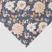 Marineblauwe Crème Perzik Bloemige Verjaardag Tissuepapier (Detail)