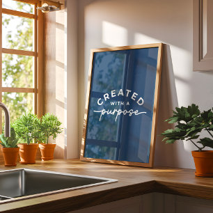 Marineblauwe Elegante Christelijke Spreuk Poster
