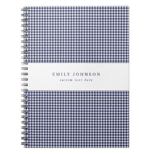 Marineblauwe Elegante Minimalistische Houndstooth Notitieboek