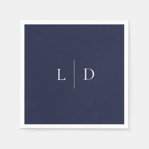 Marineblauwe Elegante Minimalistische Monogram Tro Servet