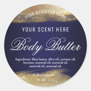 Marineblauwe en gouden labels