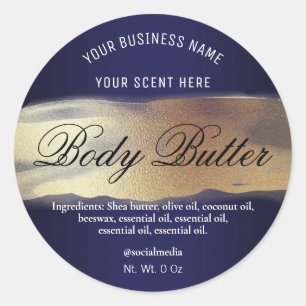 Marineblauwe en gouden labels