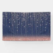 Marineblauwe en roze gouden glitters schitterende spandoek (Horizontaal)