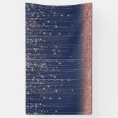 Marineblauwe en roze gouden glitters schitterende spandoek (Verticaal)